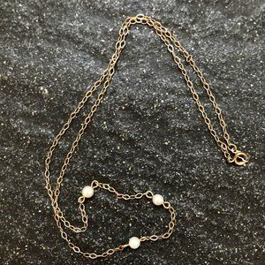 Delicate 18-inch gold filled pearl necklace signed ACo
